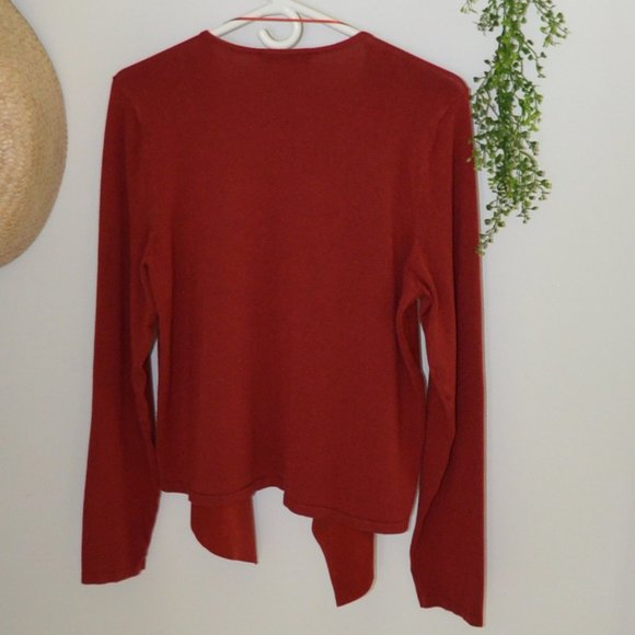 INC International Concepts Faux Suede & Knit Open Draped Cardigan Rust Size XL - Picture 8 of 11